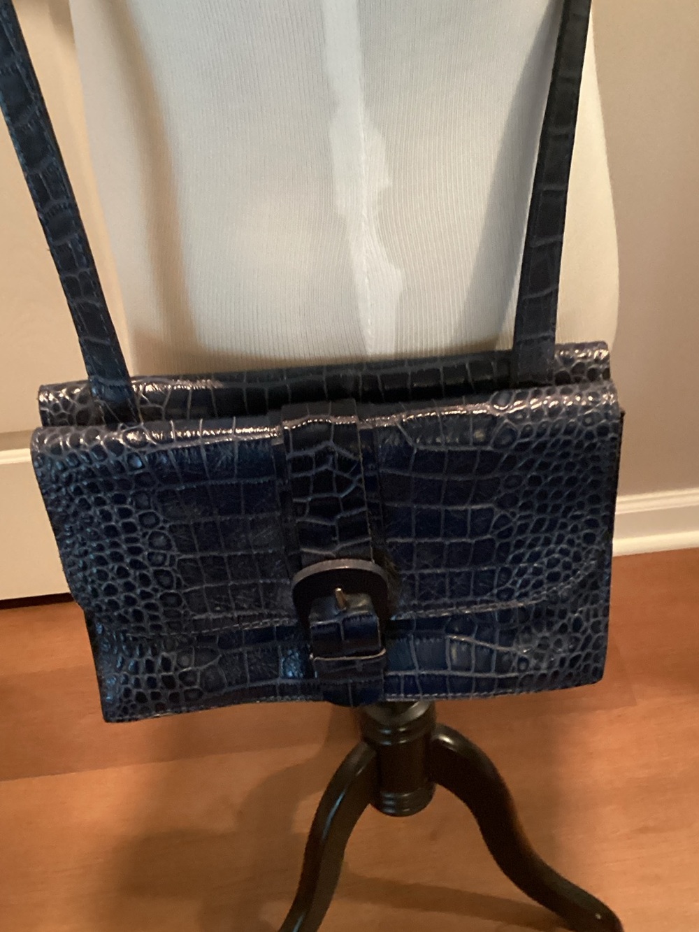 Patricia Nash Tauriana Crossbody Bag Navy  Crocodile Embossed Leather